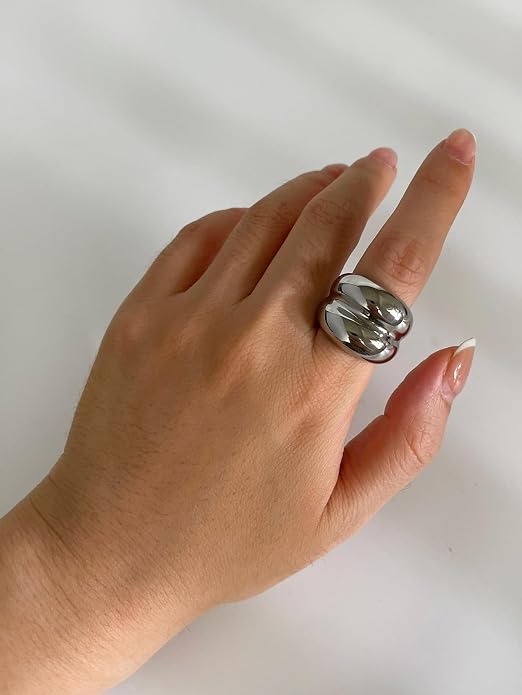 Pierced Owl 316L Stainless Steel Double Dome Ring