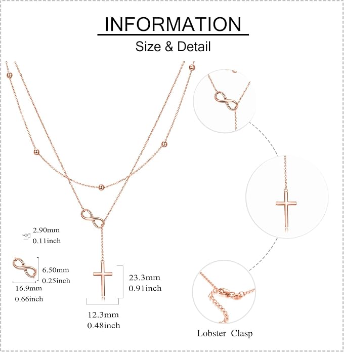 MONGAS Tree of Life/Infinity Cross/Lock and Key/Lotus/Hamsa/Horse/Strawberry/Opal/Lariat/Dragonfly/Heart/Violin Layered Necklace Sterling Silver for Women