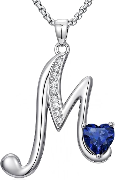 Birthday Gifts for Women Alphabet A to Z Initial Birthstone Pendant Necklaces for Women - 18k White Gold Plated Personalized Name Jewelry Anniversary Graduation Gifts for Wife Her Daughter Girlfriend(with Gift Box)