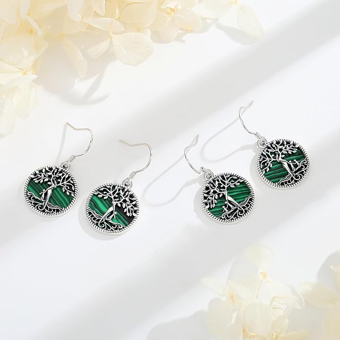 Vito 925 Sterling Silver Teardrop Earrings for Women, Moonstone Turquoise Drop Dangle Earrings Cat Snake Turtle Tree of Life Leverback Earrings Boho Jewelry Gift for Mom Wife