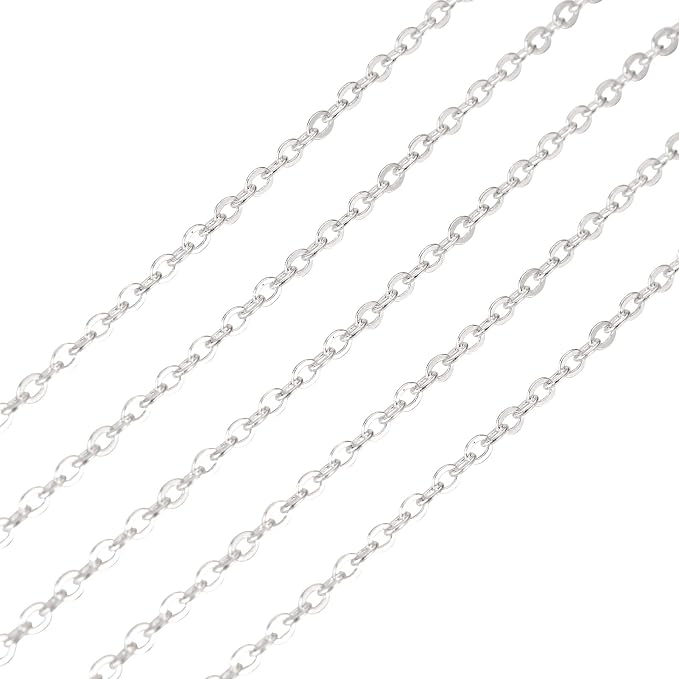 Elecrelive 3.28 Feet 925 Sterling Silver Cable Chains 1.5mm Thin Small Link Silver Necklace Permanent Jewelry Chain for Women Minimalist Necklace Bracelet Making