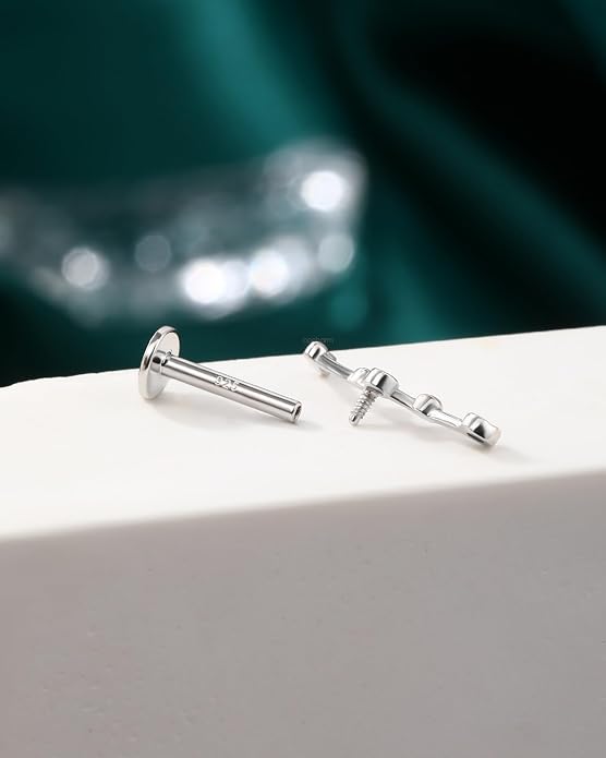 COCHARM 925 Sterling Silver Cartilage Helix Earring Stud 16g 6mm 8mm Flat Back Helix Piercing Jewelry Constellation Cartilage Jewelry for Women Man