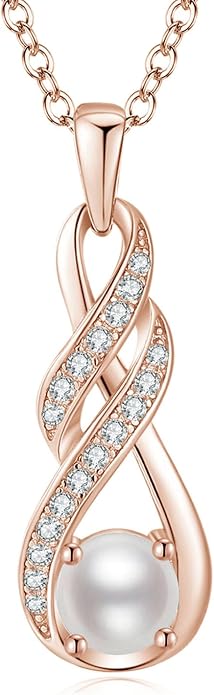 Birthstone Necklaces for Women 925 Sterling Silver Infinity Pendant Created Gemstone Jewelry for Her, 16"+2"