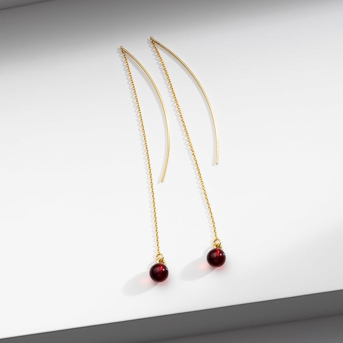 Pull-Through Earrings, Amber Jewelry, Faceted Sparkling Amber Earrings - Parent