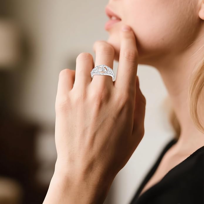 925 Sterling Silver Claddagh Ring/Celtic Knot Ring for Women, Irish Wedding Rings, Celtic Knot Irish Jewelry for Women
