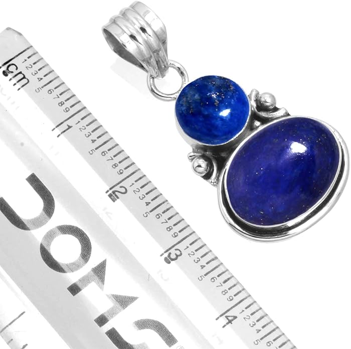 Handmade Genuine 925 Sterling Silver Pendant Necklace Natural Gemstone Crystal, Lapis, Onyx, Amber Oval Round Boho Jewelry For Women
