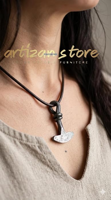 ARTIZANSTORE Medieval Hand forged Iron Pendant Jewelry Viking Neck Pendant