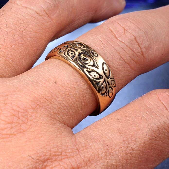 Men's Stainless Steel Eye of God Ring Band All Seeing Eye Spinner Rings Black Silver Vintage Jewelry Size 5 to 14