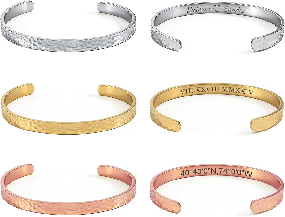 Inspirational Bible Verse Cuff Bracelet for Women, 18K Gold Plated Hammered Bangle, Christian Faith Jewelry Gift, Adjustable Non Tarnish