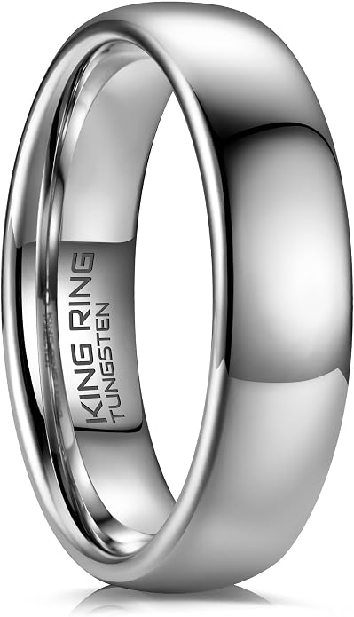 King Ring Tungsten 4/6/8mm Rings – Super Polished Wedding Bands – Designed in USA