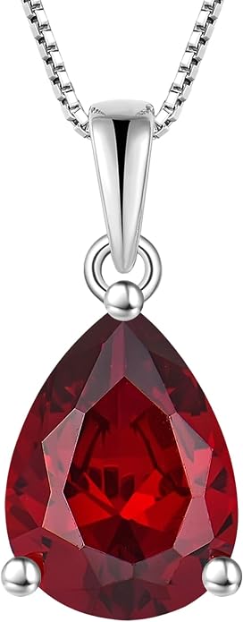 YL Teardrop Necklace 925 Sterling Silver Solitaire Pendant 9x12 MM Pear Cut Multicolored Birthstone Jewelry for Women
