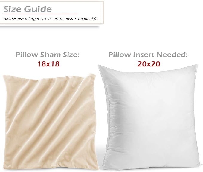 Nestl Throw Pillow Covers, Cozy Velvet Decorative Beige Cream Pillow Covers 18 x 18 Inches, Soft Solid Couch Pillow Covers for Sofa, Bed and Car, Set of 2