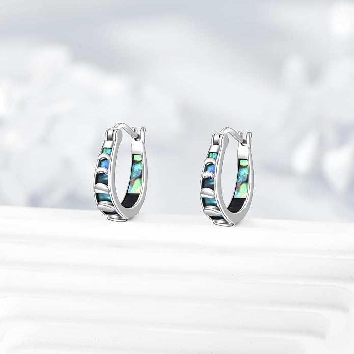 Sterling Silver Hoop Earrings Small Hoop Sun/Leaf/Triangle Huggie Earrings for Women Hypoallergenic