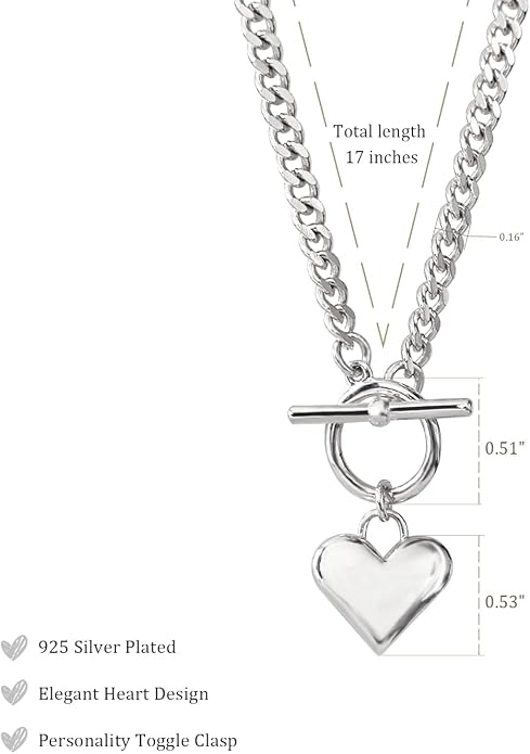 Airmb Heart Necklace for Women Gold/Silver Plated Trendy Heart Choker Lover Pendant Hypoallergenic Fashion Gold/Silver Necklace for Women Love Jewelry Gift for Women Girlfriend