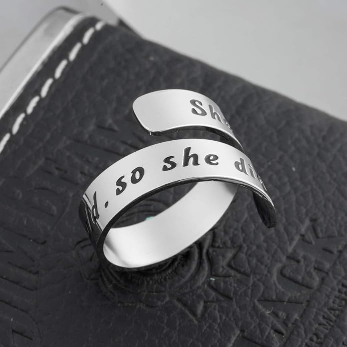 Inspirational Motivational Adjustable Ring Personalized Stainless Steel Spiral Wrap Twist Rings Encouragement Statement Graduation Jewelry Birthday Gifts for Women Teengirls.