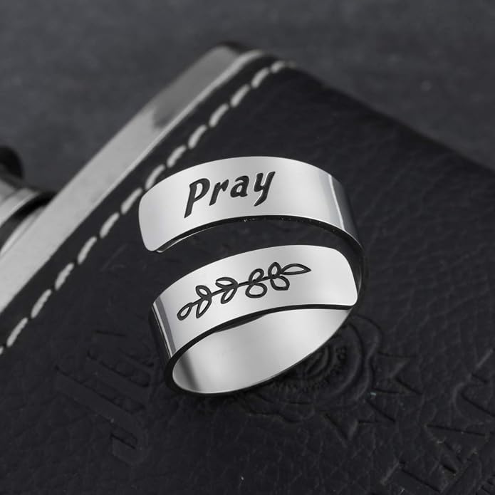 Inspirational Motivational Adjustable Ring Personalized Stainless Steel Spiral Wrap Twist Rings Encouragement Statement Graduation Jewelry Birthday Gifts for Women Teengirls.