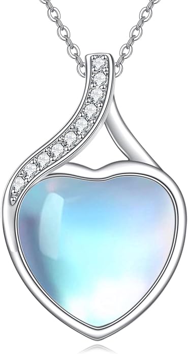 YAFEINI 925 Sterling Silver Moonstone Necklace Filigree Teardrop Pendant Necklace Jewelry for Women Girls