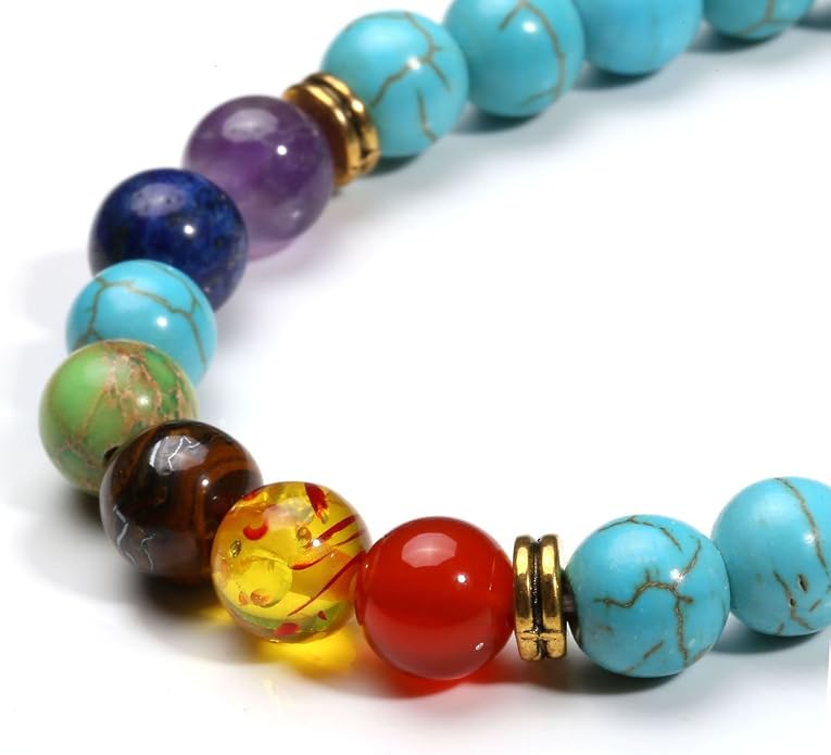 Eigso 7 Chakra Diffuser Bracelets Set for Women Men Reiki Healing Meditation Lava Rock Stone Beads