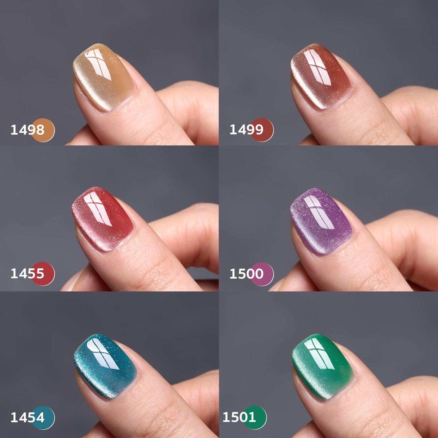 GAOY Glitter Galaxy Cat Eye Gel Nail Polish Set with Magnet for Holographic Cat Eye, Salon Gel Manicure and Nail Art DIY at Home, Gift for Women