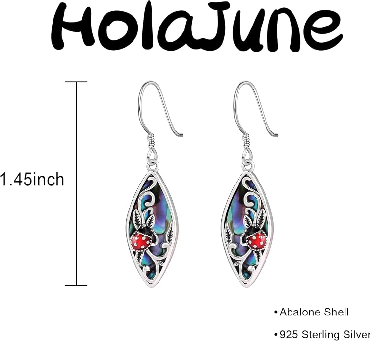 Sterling Silver Abalone Shell Filigree Dangle Drop Earrings Bohemia Jewelry Gift for Women Mother Mom