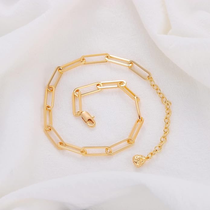 MEVECCO Anklet for Women Gold Chain 14K Gold Plated Dainty Boho Beach Summer Simple Foot Jewelry Ankle Bracelet