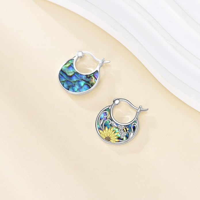Tree of Life/Sunflower/Mountain/Daisy/Flower/Dragonfly/Butterfly/Earrings 925 Sterling Silver Hoop Earrings for Women