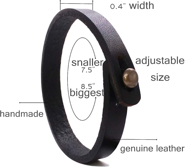 Mens Genuine Leather Bracelet - Handmade Adjustable Leather Cuff Bracelet punk Style leather wrap Wristband for Men