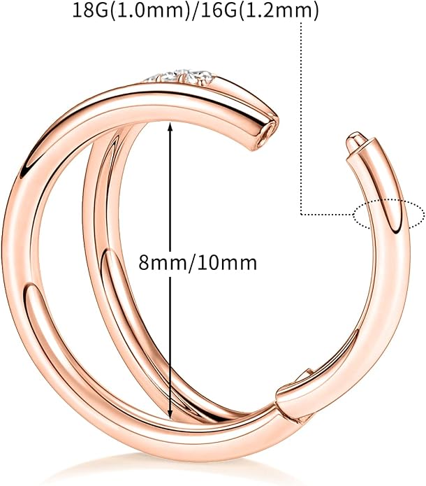 316L Surgical Steel Septum Clicker Ring Nose Ring Hoop Sleeper Hoop Earring Helix Rook Conch Cartilage Daith Tragus Earrings Lobe Nose Piercing Jewelry for Women