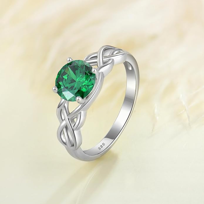 STARCHENIE Celtic Knot Promise Ring for Women 925 Sterling Silver Engagement Wedding Band with Birthstone (Size 5-10)