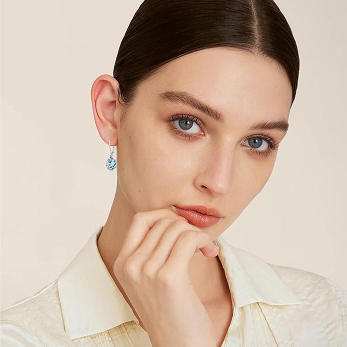 Flower Earrings 925 Sterling Silver Flower Teardrop Leverback Dangle Earrings Jewelry Gifts for Women Girls