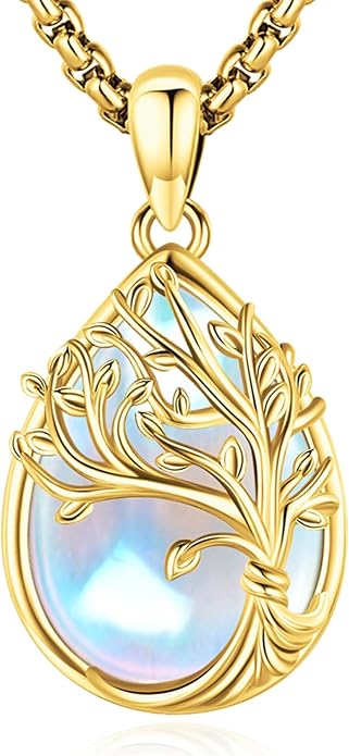 Tree of Life Necklace Sterling Silver Crystal Abalone Shell Tree Pendant with Heart Family Tree Jewelry for Women Mother's Day Gifts
