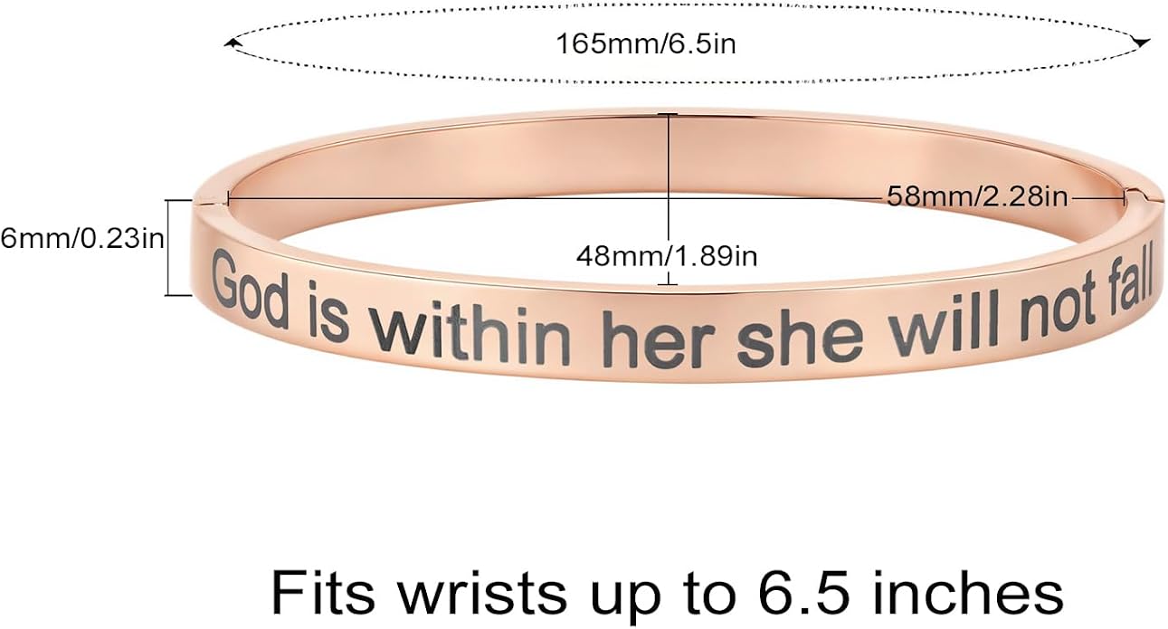 Inspirational Christian Bracelet for Women, Oval Engraved Bible Verse Love Bangle Cuff, Faith Scripture Jewelry, Religious Encouragement Gift for Mom Daughter Sister Friend
