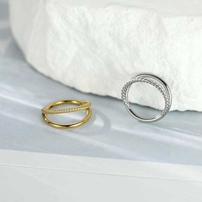 316L Surgical Steel Septum Clicker Ring Nose Ring Hoop Sleeper Hoop Earring Helix Rook Conch Cartilage Daith Tragus Earrings Lobe Nose Piercing Jewelry for Women