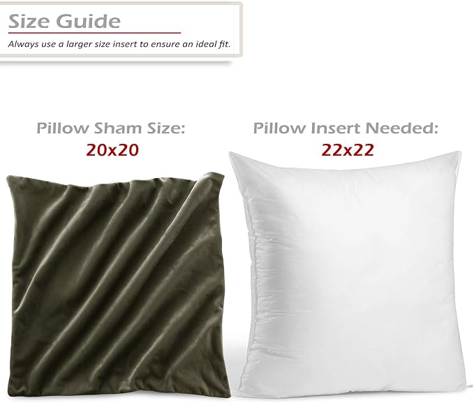Nestl Throw Pillow Covers, Cozy Velvet Decorative Khaki Pillow Covers 20 x 20 Inches, Soft Solid Couch Pillow Covers for Sofa, Bed and Car, Set of 2