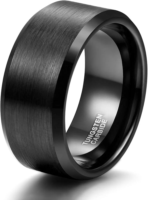 TRUMIUM 2mm 4mm 6mm 8mm 10mm Tungsten Ring Wedding Band for Women Men Bevel Edges Brushed Comfort Fit Size 4-15