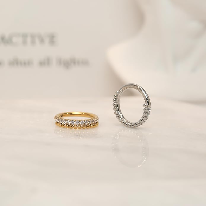 316L Surgical Steel Septum Clicker Ring Nose Ring Hoop Sleeper Hoop Earring Helix Rook Conch Cartilage Daith Tragus Earrings Lobe Nose Piercing Jewelry for Women