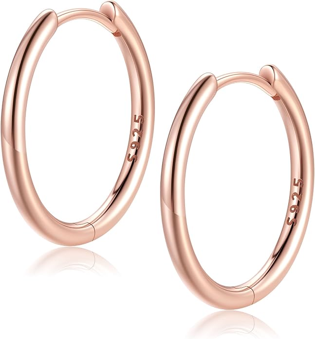 FaithHeart 925 Sterling Silver Huggie Hoop Earrings, Small Hoop Earring for Women, Silver/14K Gold/Black/Rose Gold Hypoallergenic Cartilage Earrings for Women 8/10/12/14/16/18/20mm
