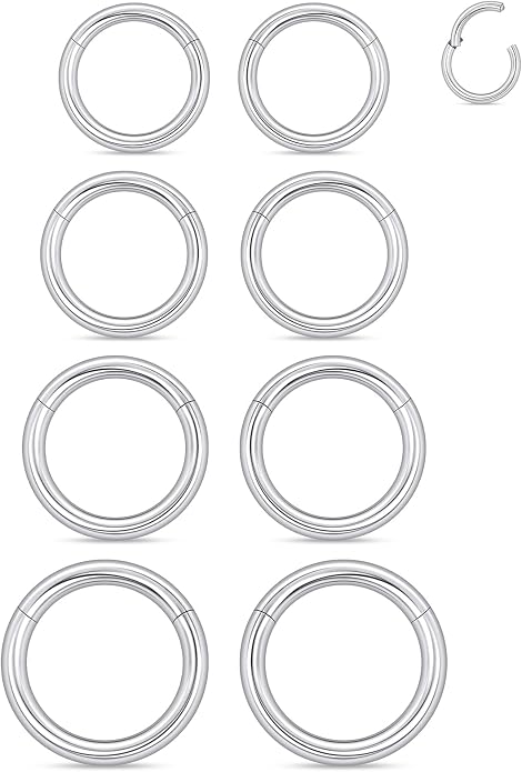 20G 18G 16G 14G 12G 10G 8G 6G Nose Rings Hoops 316l Surgical Steel Clicker Septum Lip Ring Tragus Helix Daith Rook Conch Snug Cartilage Lobe Earrings Hoop Piercing Jewelry For Women Men