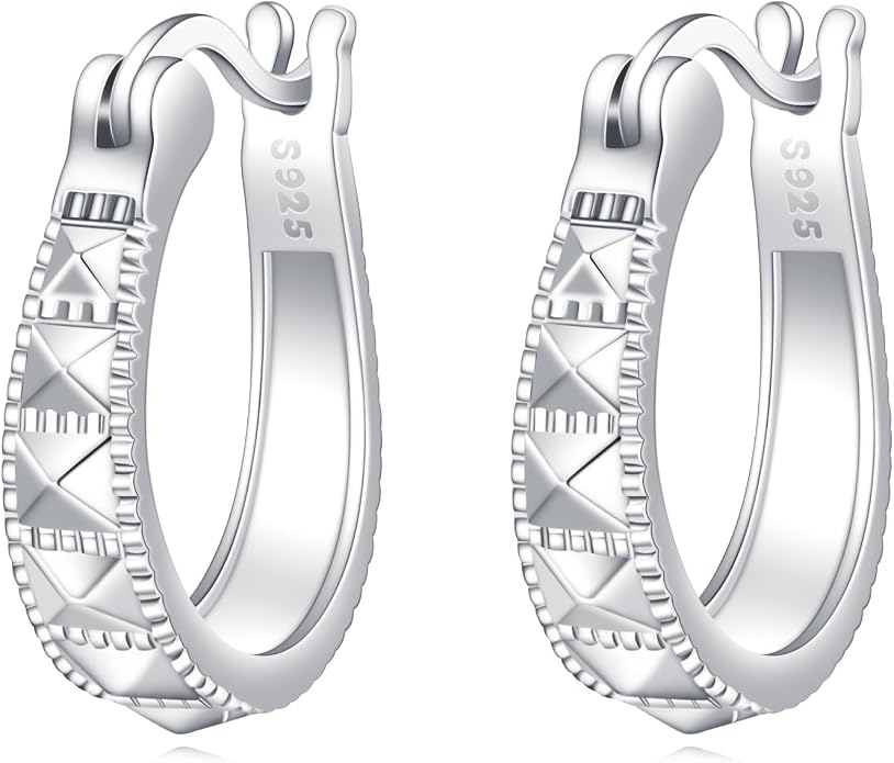 Sterling Silver Hoop Earrings Small Hoop Sun/Leaf/Triangle Huggie Earrings for Women Hypoallergenic