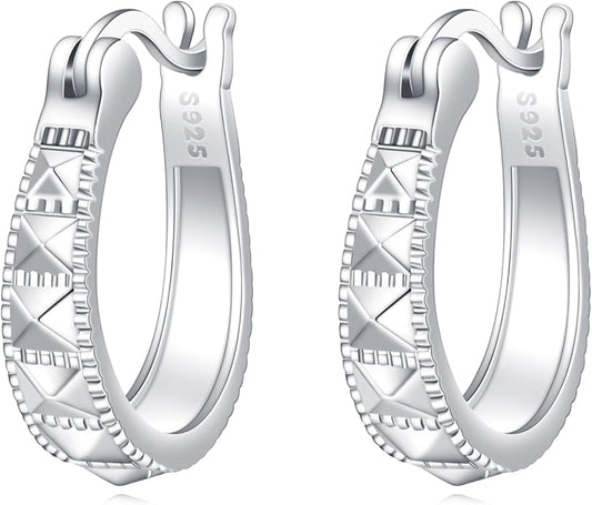 Sterling Silver Hoop Earrings Small Hoop Sun/Leaf/Triangle Huggie Earrings for Women Hypoallergenic