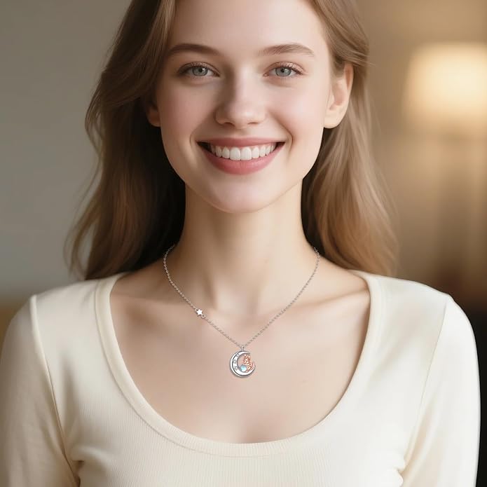 Cat Necklace Sterling Silver Cat Zircon Pendant Gothic Jewelry for Women Animal Lovers Gifts
