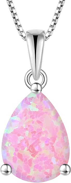 YL Teardrop Necklace 925 Sterling Silver Solitaire Pendant 9x12 MM Pear Cut Multicolored Birthstone Jewelry for Women