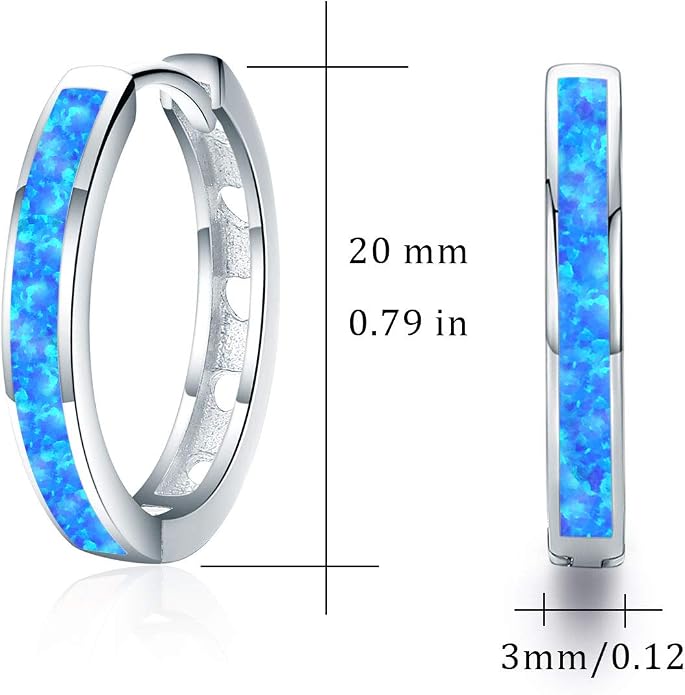 CUOKA MIRACLE 925 Sterling Silver Opal Hoop Earrings for Women - Opal Hinged Huggie Hoops, Hypoallergenic Small Hoop Earrings for Sensitive Ears, Dainty Everyday Jewelry Birthday Christmas Gift