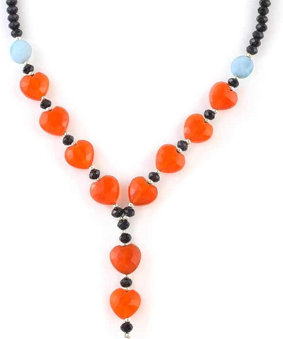 925 Sterling Silver Handmade Gemstone Necklace with Natural Heart-Shaped Beads – Dainty Jewelry for Women