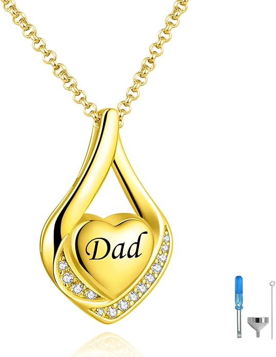 Cremation Jewelry 925 Sterling Silver Teardrop Urn Necklace for Ashes Heart Shape Memorial Keepsake Pendant for Human Ashes for Women Gift