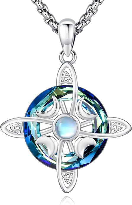 Pentagram/Celtic Knot/Witches Knot/Santa Muerte/Triple Moon Goddess/Baphomet/Hecate Necklace Sterling Silver Magic Wiccan Amulet Pagan Jewelry for Women Men