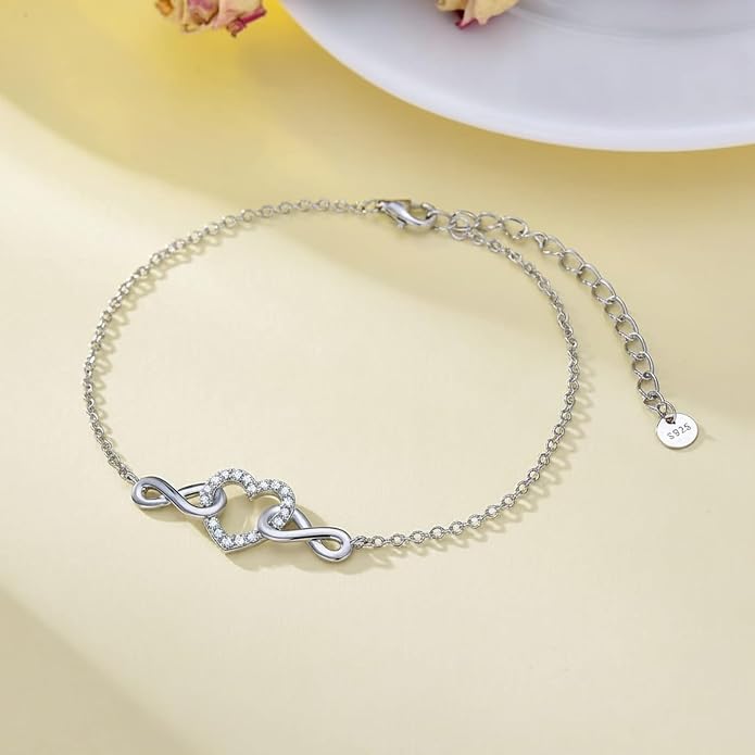 Dragonfly/Evil Eye/Hamsa Evil Eye/Lotus/Mushroom Anklet Bracelets for Women Sterling Silver Adjustable Double Layered Bracelet Anklet Mother's Day Jewelry Gifts Beach Jewelry