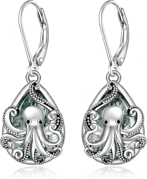 Octopus Earrings for Women Octopus Tentacle Earrings Sterling Silver Ocean Kraken Sea Animal Drop Dangle Jewelry Gift