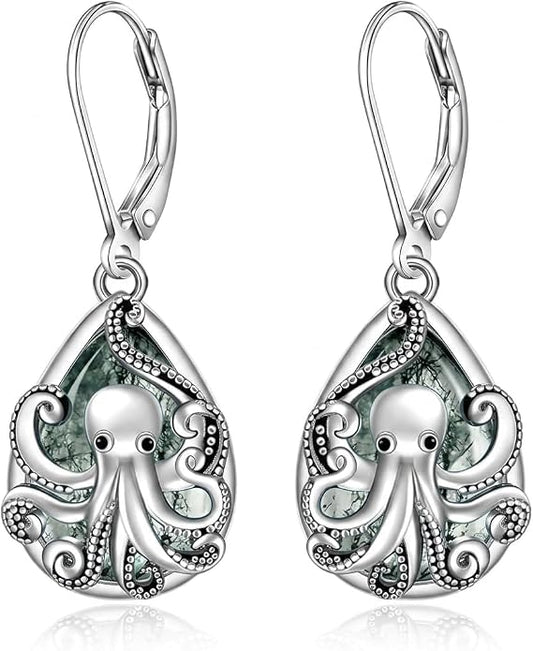 Octopus Earrings for Women Octopus Tentacle Earrings Sterling Silver Ocean Kraken Sea Animal Drop Dangle Jewelry Gift