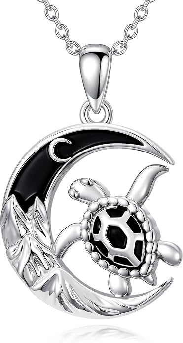Tree of Life/Cat/Horse/Turtle/Sun/Cow Pendant Crescent Moon Necklace Anniversary Graduation Birthday for Grandma Women Wife Daughter(with Gift Box)